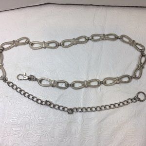 Metal Silver Toned Chain Loops Infinity Rope Design Belt 40"